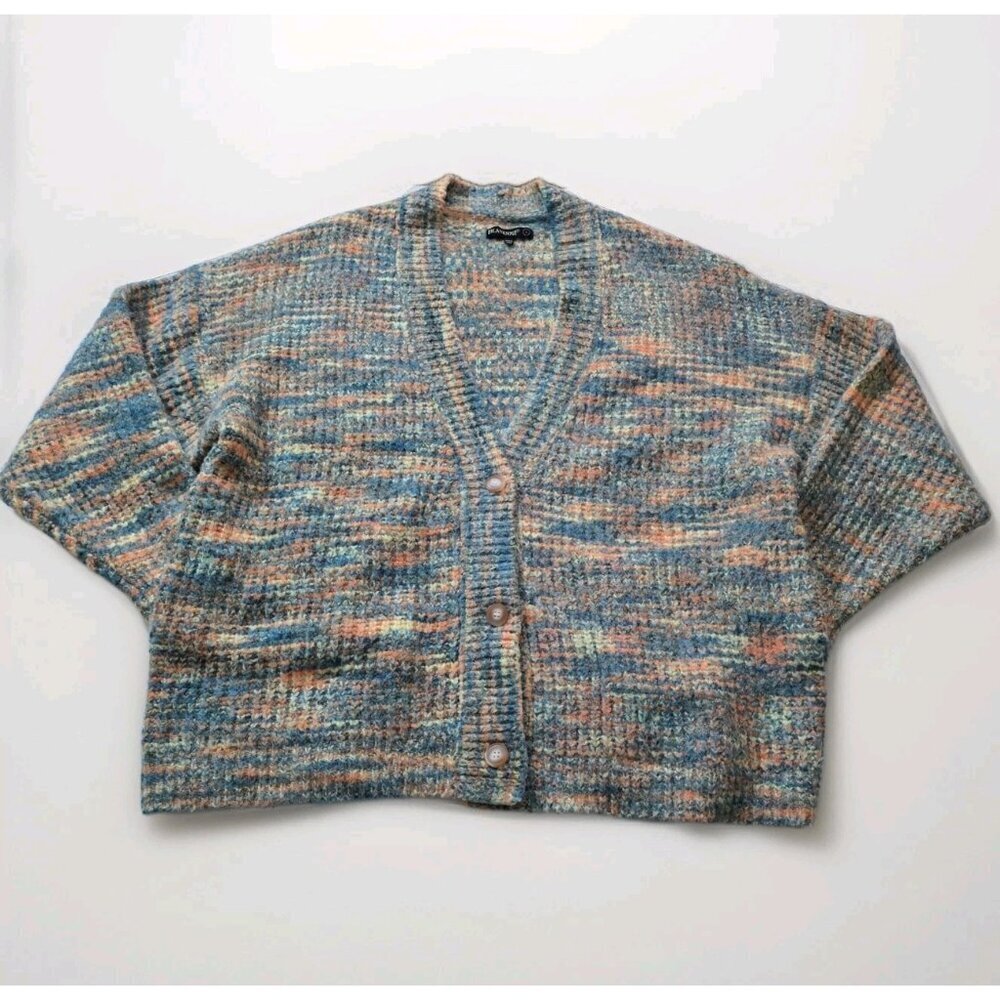 BLANKNYC Cardigan Women L Multi Marled Chunky Knit Wool Blend Buttons Pockets - Picture 10 of 14